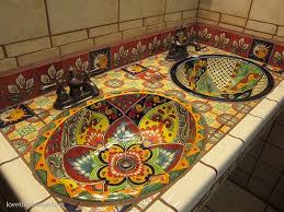 mexican tile bathroom, colored sinks