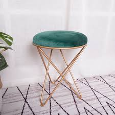 Buy top selling products like flash furniture backless square metal stool and bentwood stacking stools (set of 4). Sunsky Modern Minimalist Bedroom Dresser Stool Creative Wrought Iron Small Stool Gold Legs Green Flannel