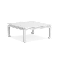 Classy x design on sides. Ming Square White Wood Curved Legs Coffee Table