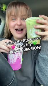 Trying the new Starbucks x Wicked drinks 💚🩷 We love a good taste test!  (short and TO THE POINT version)  ##starbucks##review##wicked##wickedmovie##starbucksxwicked##pinkdrink##coffee##matcha##tastetest