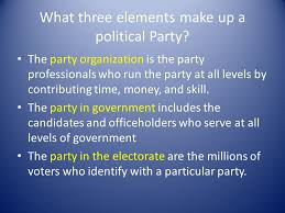 Describe the three components of a political party. Political Parties What They Do Essential Question What Are Political Parties And How Do They Function In Our Two Party System Ppt Download