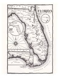 Map Of Florida In Black And White Hand Drawn Map From The Etsy Map Of Florida How To Draw Hands Hand Drawn Map
