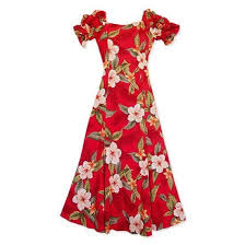 Long Dress Hawaiian Makaha Red Hawaiian Aikane Dress Polynesian Dress Hawaiian Fashion Hawaiian Dress
