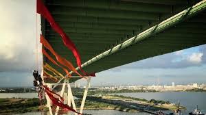 The bridge opened to traffic in may 1982. Climate Protesters Shut Down Houston Ship Channel
