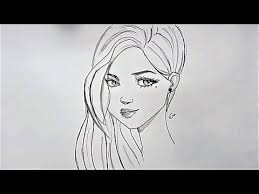 رسم سهل بالرصاص بنت بشعر طويل على الجنب خطوه بخطوه للمبتدئين Easy Drawing Youtube
