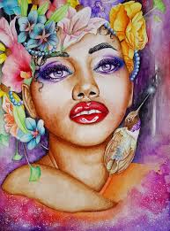 Watercolor portrait of self by artist