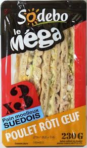 Sandwich Pain Moelleux Suedois Poulet Roti X3 230g Jpg