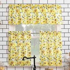 sunflower print semi sheer rod pocket