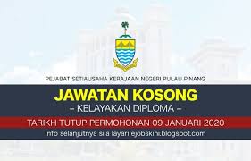Permohonan jawatan kosong di pejabat setiausaha kerajaan negeri pulau pinang dialukan memohon dan mempelawa kepada warganegara malaysia yang berkelayakan dan berumur tidak kurang dari 18 tahun pada tarikh tutup iklan jawatan untuk mengisi kekosongan jawatan tetap. Jawatan Kosong Suk Pulau Pinang Tarikh Tutup 09 Januari 2020