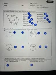 Today you will learn how to determine arc measurements and measures of angles inscribed in circles. Name Zoom In Unit 7 Circles Homework 1 Parts Of Chegg Com