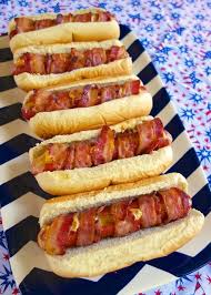 Cheesy Bacon Wrapped Hot Dogs Plain Chicken Hot Dog Recipes Dog Recipes Cheesy Bacon