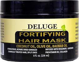 Deluge Fortifying Hair Mask With Baobab Oil Coconut Oil And Olive Oil Restores Repairs And Nourishes Dry Hair Mask Dry Damaged Hair Coconut Oil Hair Mask