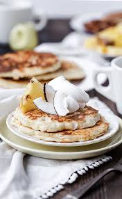 Bruleed Pineapple Coconut Pancakes One Armed Mama In 2020 Fancy Pancake Recipe Coconut Pancakes Sweet Recipes