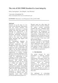 Asset management this professional should recognize a property as an investment, so he should understand that any decision made for the property would have an impact on its financial performance. Pdf The Role Of Iso 55000 Standard In Asset Integrity