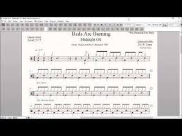 midnight oil beds are burning drum score drum sheet drum note drum transcription score de tambour partitions de ba beds are burning drum notes drums sheet