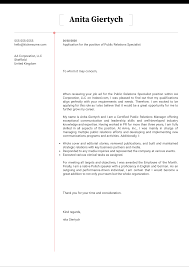 Oct 17, 2020 · public relations cover letter example. Public Relations Specialist Cover Letter Sample Kickresume