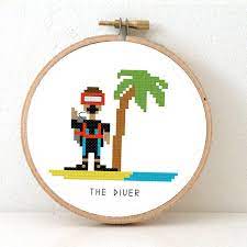 Cross stitch collection 218 январь 2013. Gift For Diver Cross Stitch Pattern Of A Diver Diy Gift Dive Instructor Cross Stitch Patterns Wedding Cross Stitch Patterns Modern Cross Stitch Patterns