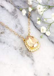 Champagne Necklace Bridal Champagne Necklace Champagne Etsy Champagne Necklace Swarovski Necklace Crystal Bridal Jewelry