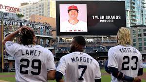 Skaggs's death prompted a quick postponement of the game after lineups had already been announced. Los Angeles Angels In Mourning After Death Of Pitcher Tyler Skaggs The National