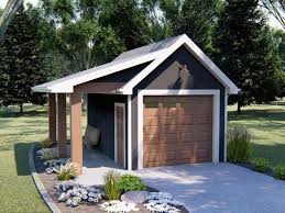 050g 0085 1 Car Garage Plan With Covered Porch And Country Styling Building A Garage Backyard Garage Backyard Sheds