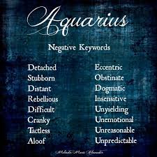 Aquarius Negative Keywords With Text Aquarius Traits Zodiac Traits Aries Personality Traits