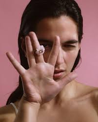 Daisy Flower Ring Big Pink Opal Pink Tourmaline