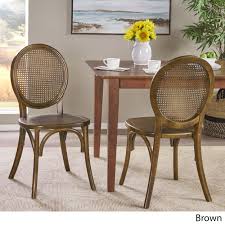 Ruhan Elm Wood And Rattan Dining Chair Set Of 2 Ebay