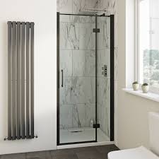 Mode Cooper Black Hinged Easy Clean Shower Door In 2020 Easy Clean Shower Shower Doors Clean Shower Doors