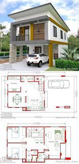 Two Storey House Plan With 3 Bedrooms 2 Car Garage 2 Storey House Design Model House Plan Small Modern House Plans