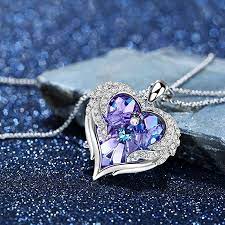 Newnove Wings Of Angel Love Heart Pendant Necklaces For Women Made With Swarovski Crystal 18 2 Heart Shaped Pendant Necklace Cute Jewelry Love Necklace