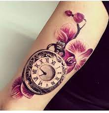 Love The Clock And Cherry Blossom Watch Tattoos Tattoo Designs For Women Tattoos For Women