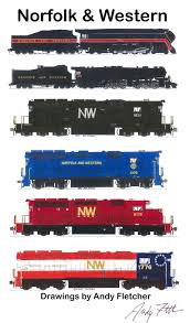 6 Hand Draw Norfolk Western Locomotive Drawings By Andy Fletcher Train Posters Train Pictures Train Tracks
