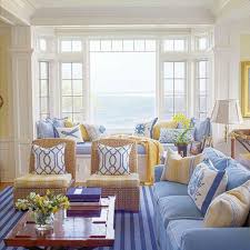 Blue White Yellow Coastal Living Rooms Beach House Decor Coastal Living Room