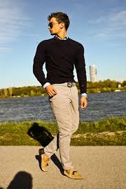 Tommy Hilfiger Sweater Gucci Belt Michael Kors Watch Tommy Hilfiger Chinos Zara Loafers Tom Ford Sunglas Mens Outfits Well Dressed Men Classy Street Style