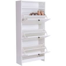 Homcom Shoe Storage Cabinet Footwear Organiser Rack Space Saving W 3 Drawers White Shoe Storage Cabinet Shoe Storage Storage Cabinet
