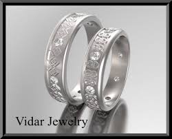 18k gold celtic irish handcrafted ring wedding set white and yellow gold warrior. White Gold Matching Wedding Band Vidar Jewelry Unique Custom Engagement And Wedding Rings