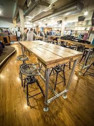 Breakfast Bar High Table Dining Table Kitchen Island Industrial Modern Rustic Reclaimed Timber Wood Raw Steel Legs Breakfast Bar Table Industrial Dining Table High Dining Table