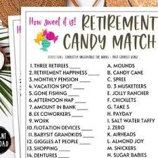 Challenge them to a trivia party! New Retirement Trivia Candy Game Retirement Party Game Adult Etsy New Retirement Ideas