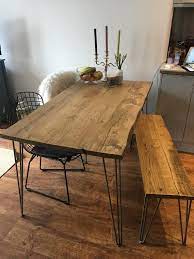 Teruggewonnen Eettafel Met Zwarte Haarspeldbochten Keuze Van Etsy Reclaimed Dining Table Hairpin Dining Table Dining Table Rustic
