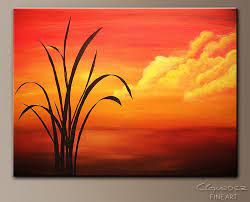 Acrylic paintings tend to be more vibrant because the paint dries so quickly, while oil paintings may look a bit more layered. Sunset Palm Landscape Abstract Art Painting Acrylic Wall Art Canvas For Living Room Sunset Landscapes Cgmodernart Art Painting Gallery Abstract Art Painting Sunset Painting