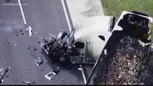 The fhp said the dump truck was involved in a crash with a semi truck at mile marker 198 in the northbound lanes of interstate 95 near rockledge in brevard county on tuesday. I 95 Tied Up By Semi Truck Fire Accident In Flagler One Driver Killed Firstcoastnews Com