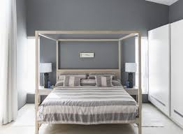 Satisfy your desire for neutral relaxing colors with this bedroom design. Gray Bedroom Color Pairing Ideas