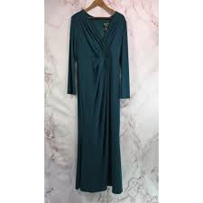 Frank Lyman Dress Womens 12 Dark Forest Green Long Maxi Slit Event Mother  Bride