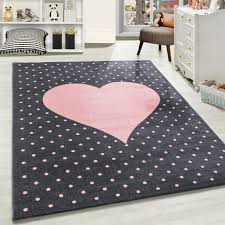Eur 24,90 bis eur 179,00. Kinderteppich Kinderzimmer Teppich Herz Und Punkte Motiv Pink Grau Farben Teppium Online Teppich Market