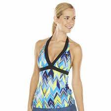 Nike Women S Razorback Tankini Top Ness4323 Cheveron Blue Size 8 Halter Top Tankini Nike Women Tankini