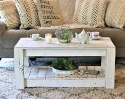White Slatted End Table Etsy In 2020 Coffee Table Solid Wood Coffee Table Coffee Table With Storage