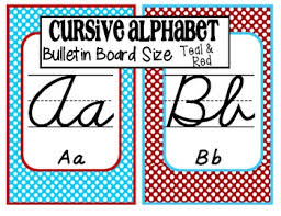 Cursive Alphabet Display Polka Dots Red And Teal Turquoise Cursive Alphabet Alphabet Display Cursive