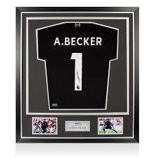 Liverpool football jersey and kit. Alisson Becker Back Signed Liverpool 2019 20 Goalkeeper Shirt In Classic Frame Ebay