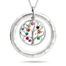 10 Stone Personalized Birthstone Crystal Family Tree Pendant Family Tree Necklace Tree Necklace Grandmother Necklace