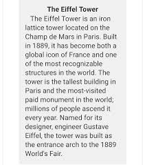Answer The Questions Based On The Text 1 What Does The Text Tell You About 2 Why The Eiffel Brainly Co Id